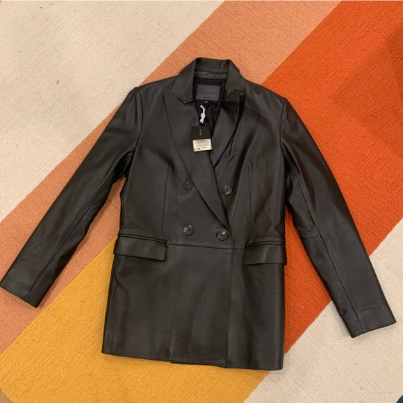 Massimo Dutti Jackets & Blazers - NWT Massimo Dutti Nappa black genuine 💯 leather blazer jacket M